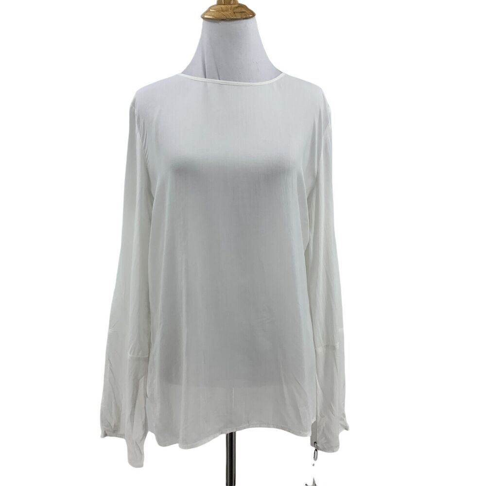 Treasure & Bond Shirt Womens XS Extra Small White Rayon Long Sleeve Sheer Top